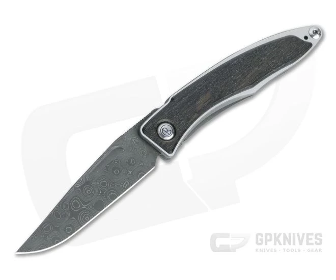 Chris Reeve Mnandi Raindrop Damascus Bog Oak Wood Gentleman's Titanium Frame Lock Folder MNA-1006