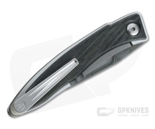 Chris Reeve Mnandi Raindrop Damascus Bog Oak Wood Gentleman's Titanium Frame Lock Folder MNA-1006 - Image 2