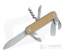 MKM Mikita Malga 6 Natural Canvas Micarta M390 Slip Joint Swiss Army Knife Folder MP06-NC