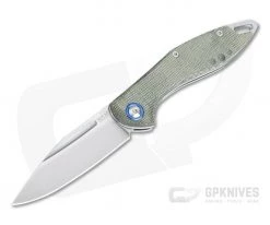 MKM Mikita Burnley Fara Green Canvas Micarta M390 Slip Joint Folder MY01-GC