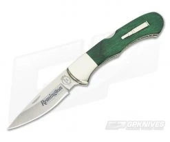 Remington 2019 Bullet Knife Green Wood Handle 420HC Blade R50032