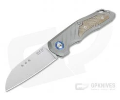 MKM Mikita Root Anso M390 Natural Canvas Micarta Inlaid Titanium Slip Joint Folder RT-NCT