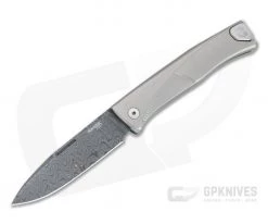 LionSteel Thrill Stainless Damascus Gray Titanium H.WAYL Hidden Clip Integral Slip Joint Folder