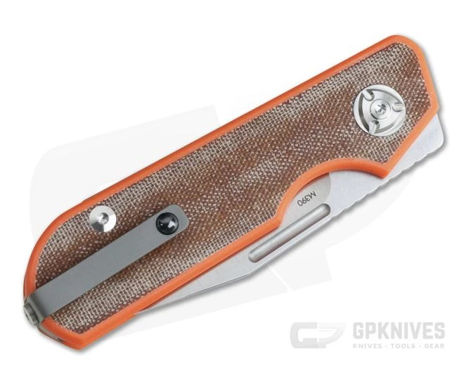 Liong Mah Design Traveler Clip Point Natural Micarta M390 Slip Joint - Image 2