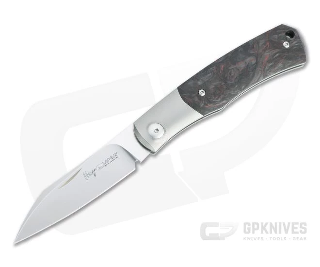 Viper Hug Thiel Design Satin M390 One Bolster Dark Matter Red Carbon Fiber Slip Joint Knife V5992FCR