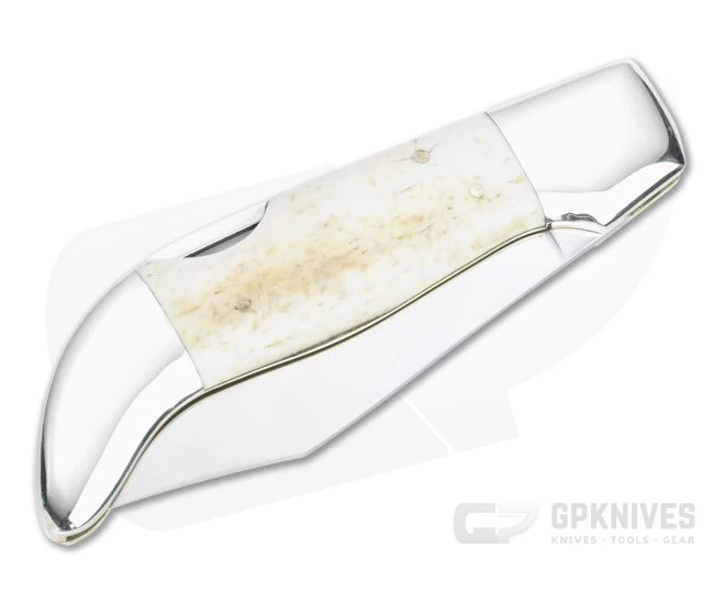 Parker Cutlery Vintage Clasp Knife White Bone with Eagle Scrimshaw Lockback Folder - Image 2